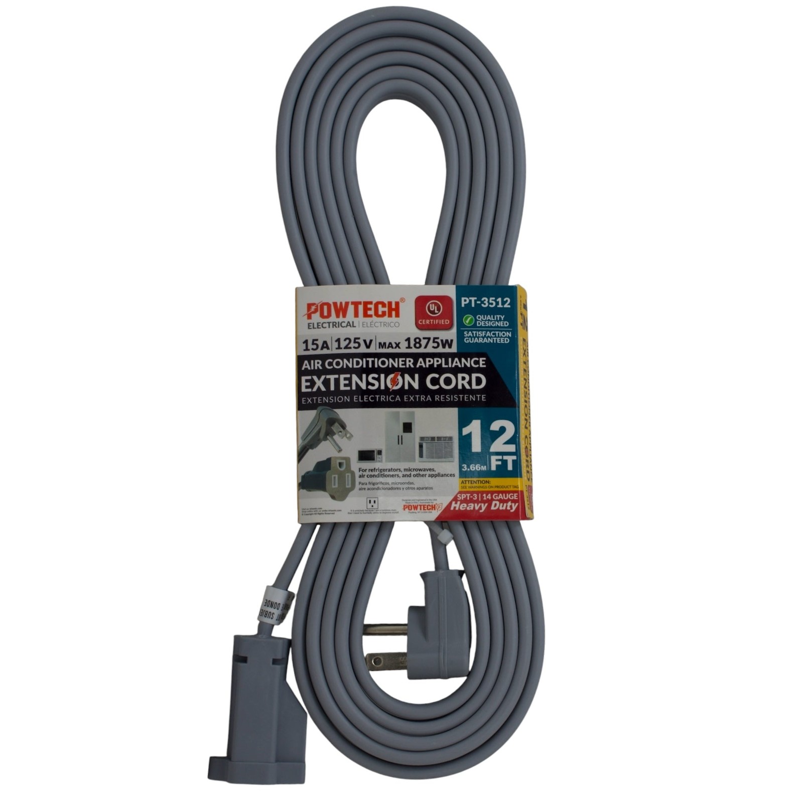 12′ Foot 14 Gauge 3-Prong Heavy Duty Appliance Extension Cord – UL Certified