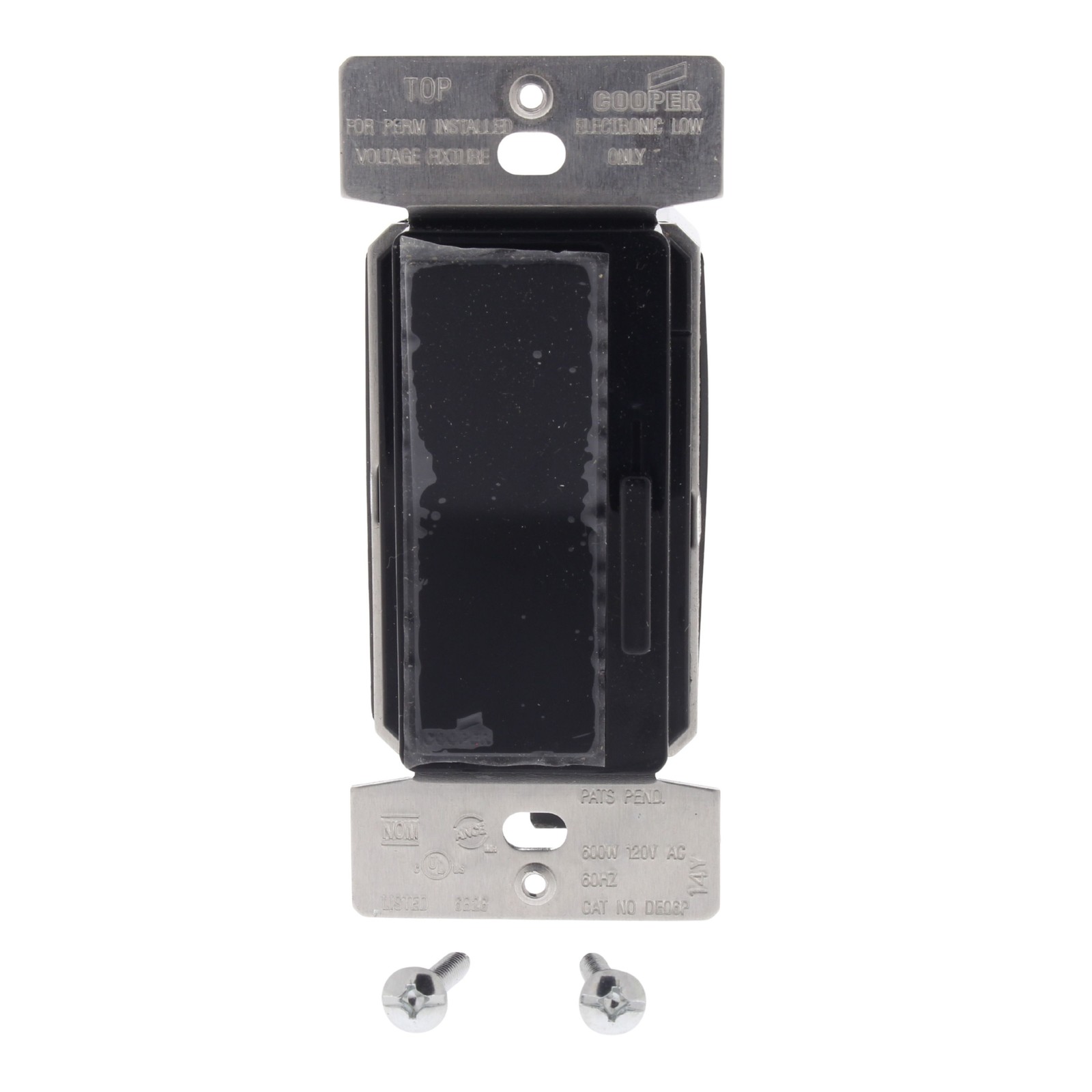 Cooper DE06P-BK Black DEVINE Low Voltage Electronic Dimmer Control Switch 600W