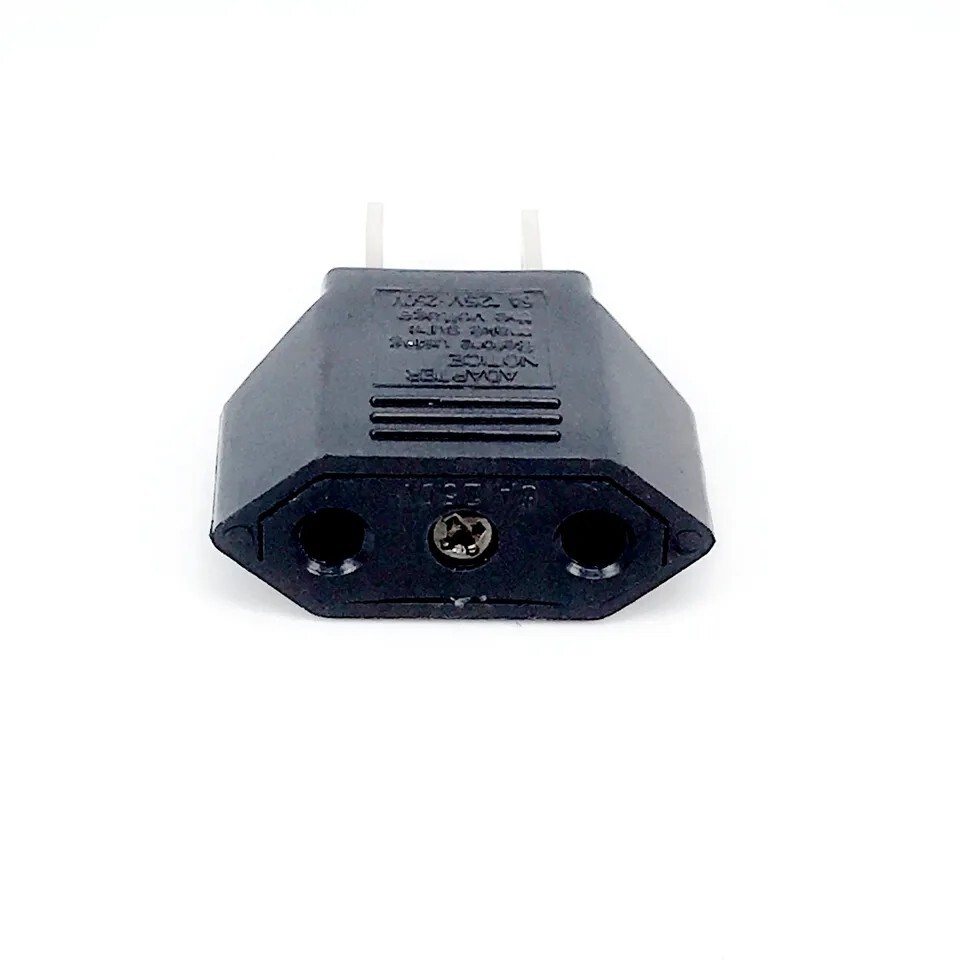 New Euro EU to US USA Power Plug Converter Adapter with Two Holes ABS Black 1 PC