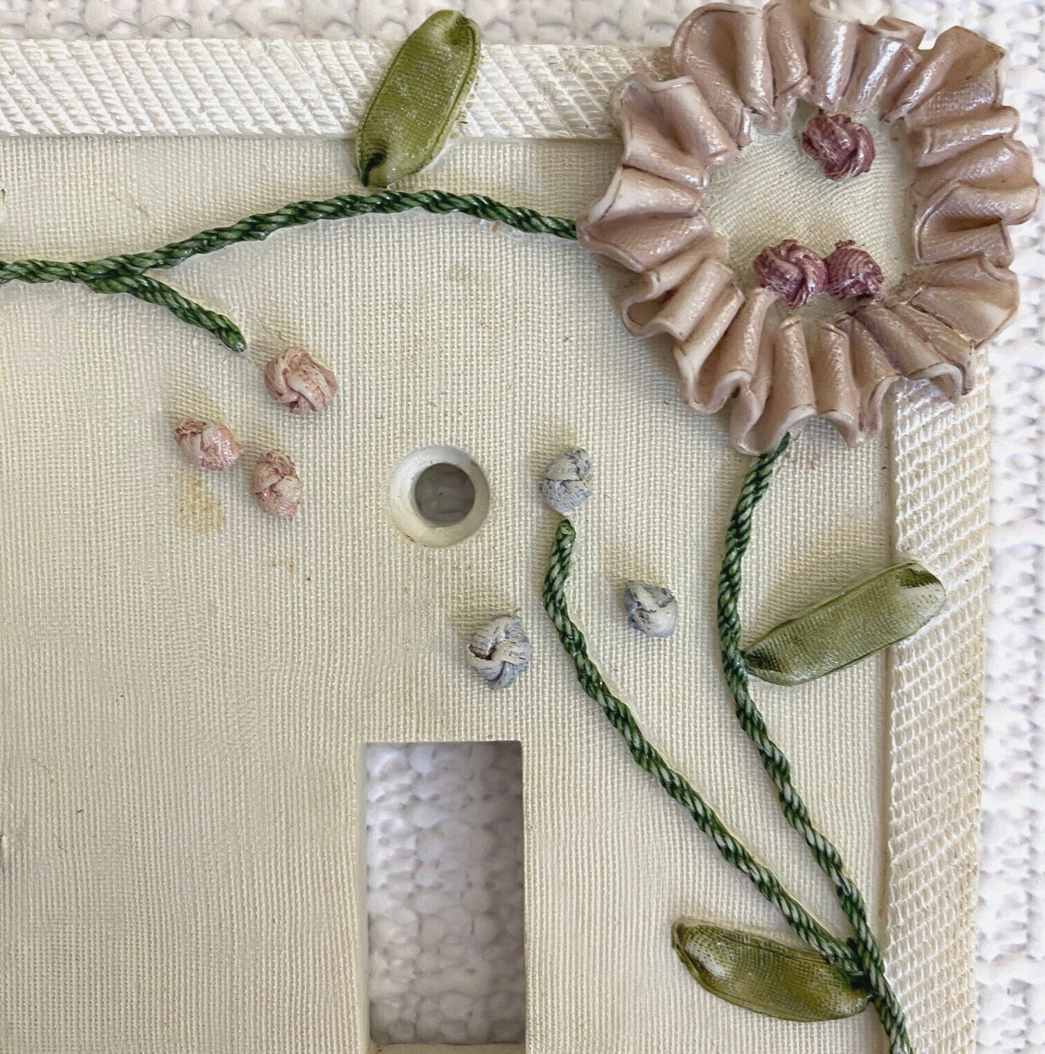 Borders Unlimited floral carved light switch cover double pink green cream boho