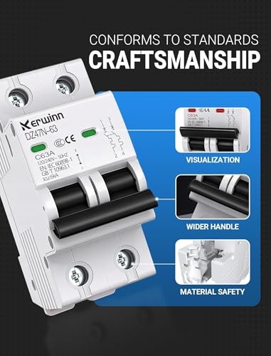 Miniature Circuit Breaker 2 Pole (MCB),120V/240V 50/60Hz AC DIN Rail Mount 32A