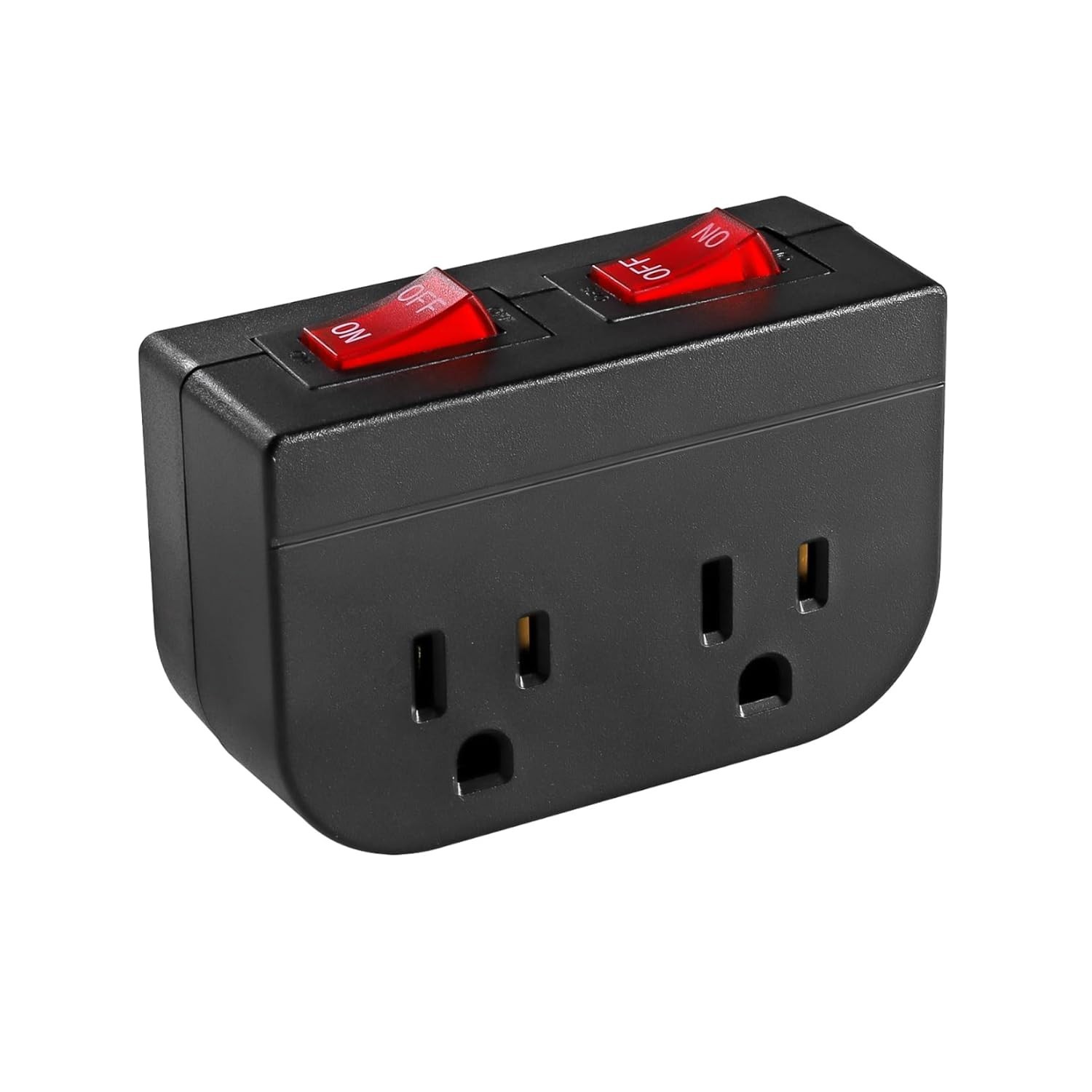 Grounded Outlet with Double on off Switch, 2 Port Electrical Outlet Plug Switch