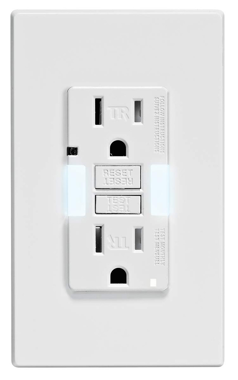 15 Amp Outlet with Guidelight, Self-Test, Tamper-Resistant, LED Indicator, Repla
