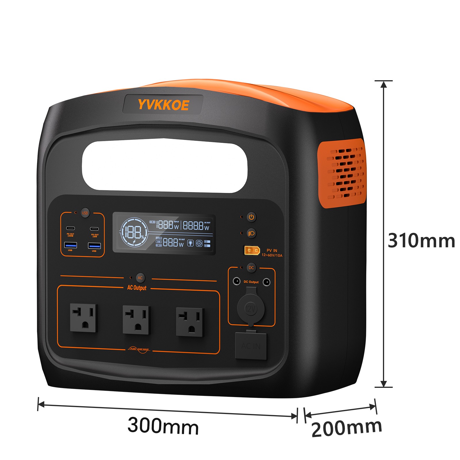YVKKOE Portable Power Station 1800W LiFePO4 Solar Generator for Camping RV