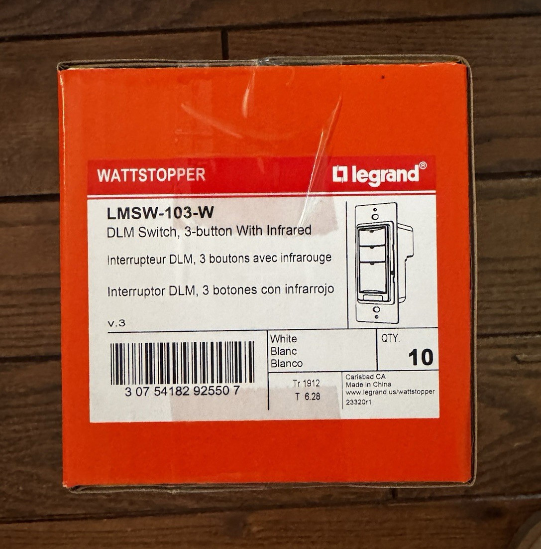Wattstopper LMSW-103-W DLM Wall Switch 3-Button Infrared White 24V (10 pack)