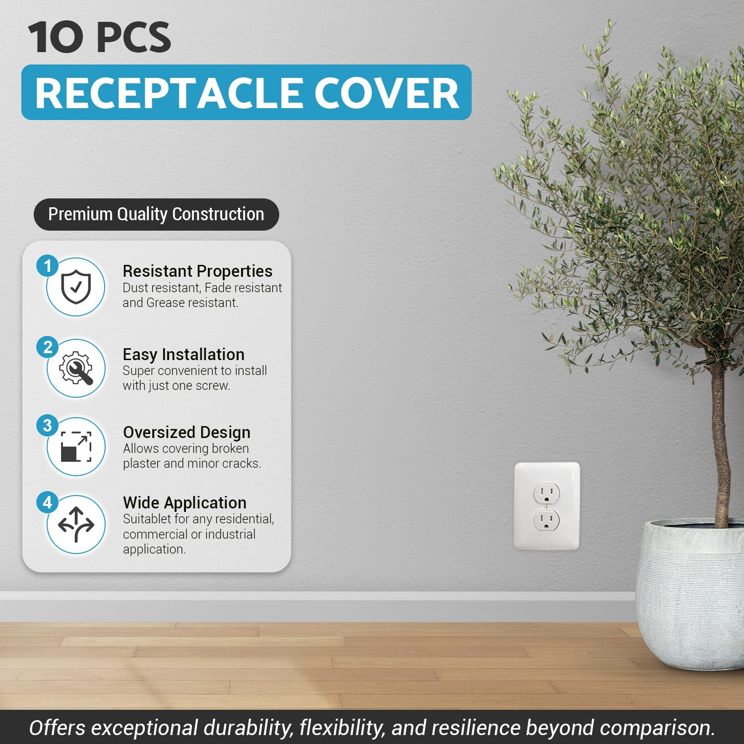 10 Pcs Receptacle cover ,Drywall Repair Covers,Oversize plate duplex,jumboplate