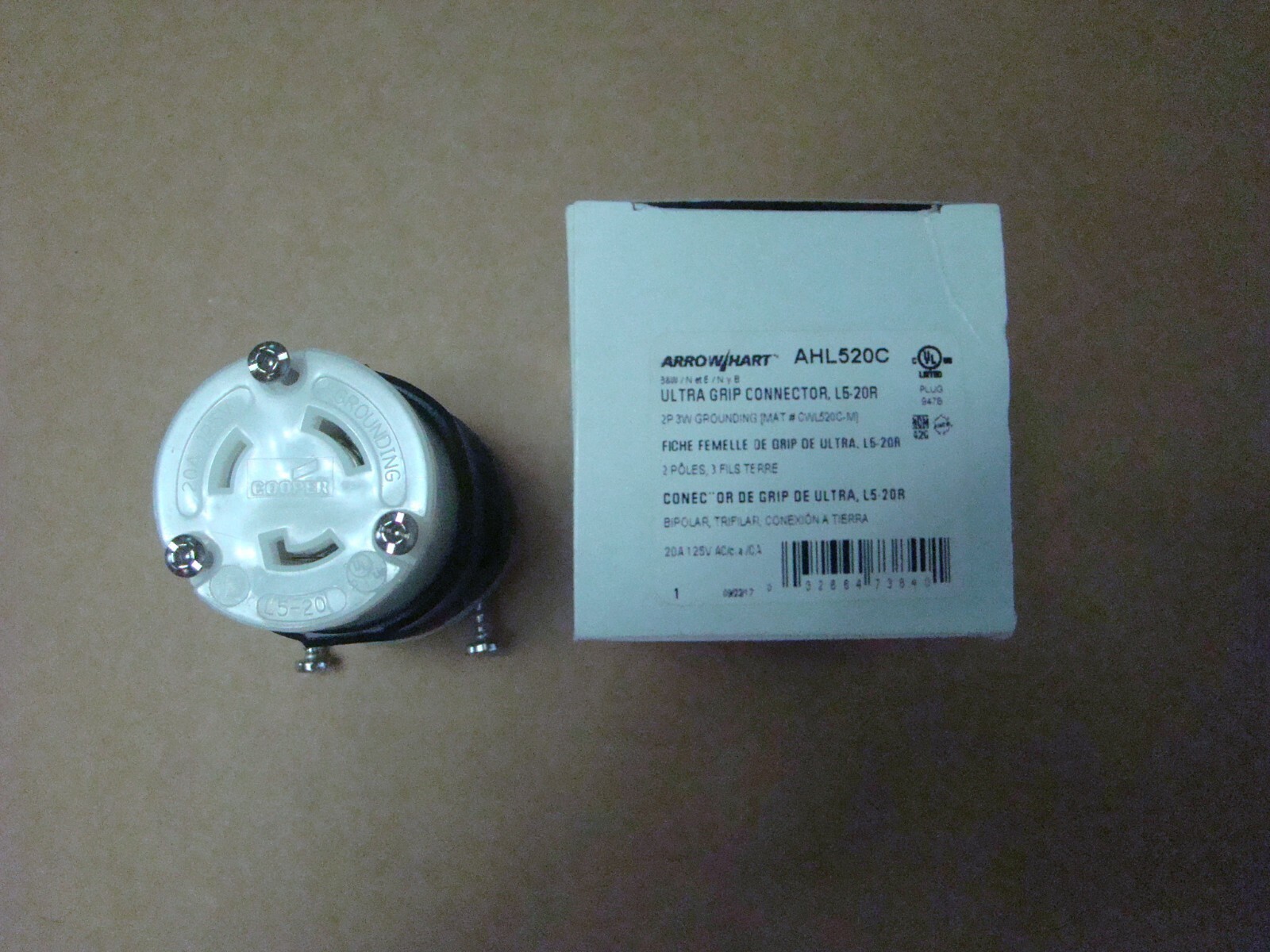 8 of ARROW HART AHL520C Ultra Grip Connector, 2 Pole, 20A, 125V, 3 Wire Ground