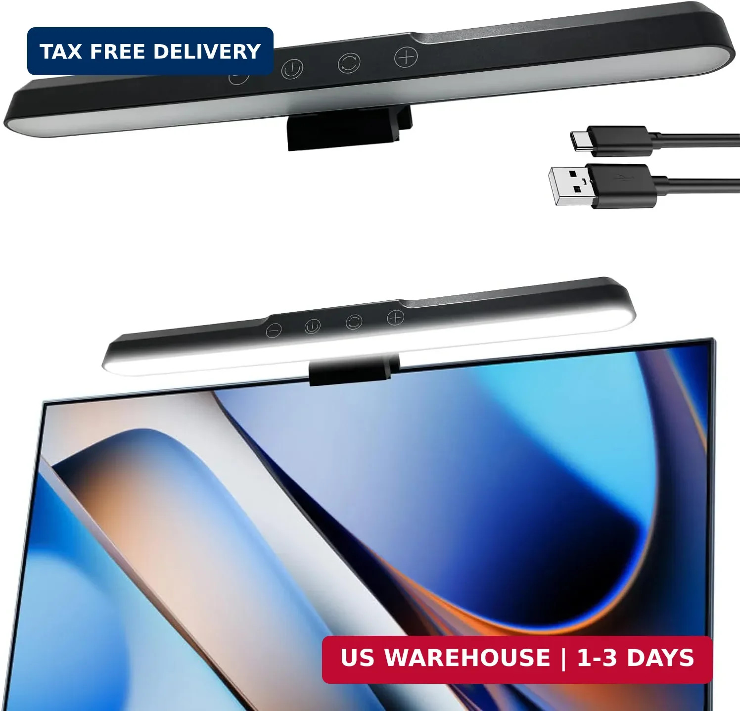 Monitor Light Bar, Computer Monitor Lamp for Eye Care, Dimmable USB Reading Ligh