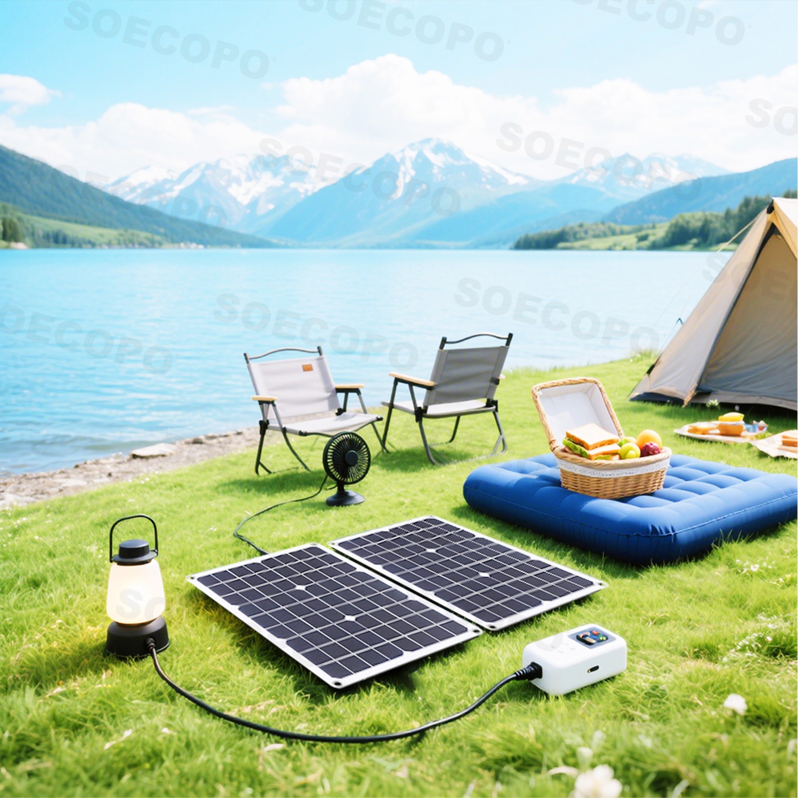 1000W Solar Panels – 2 x 500W Lightweight PV Panels+Y-Cable for Outdoor Charging