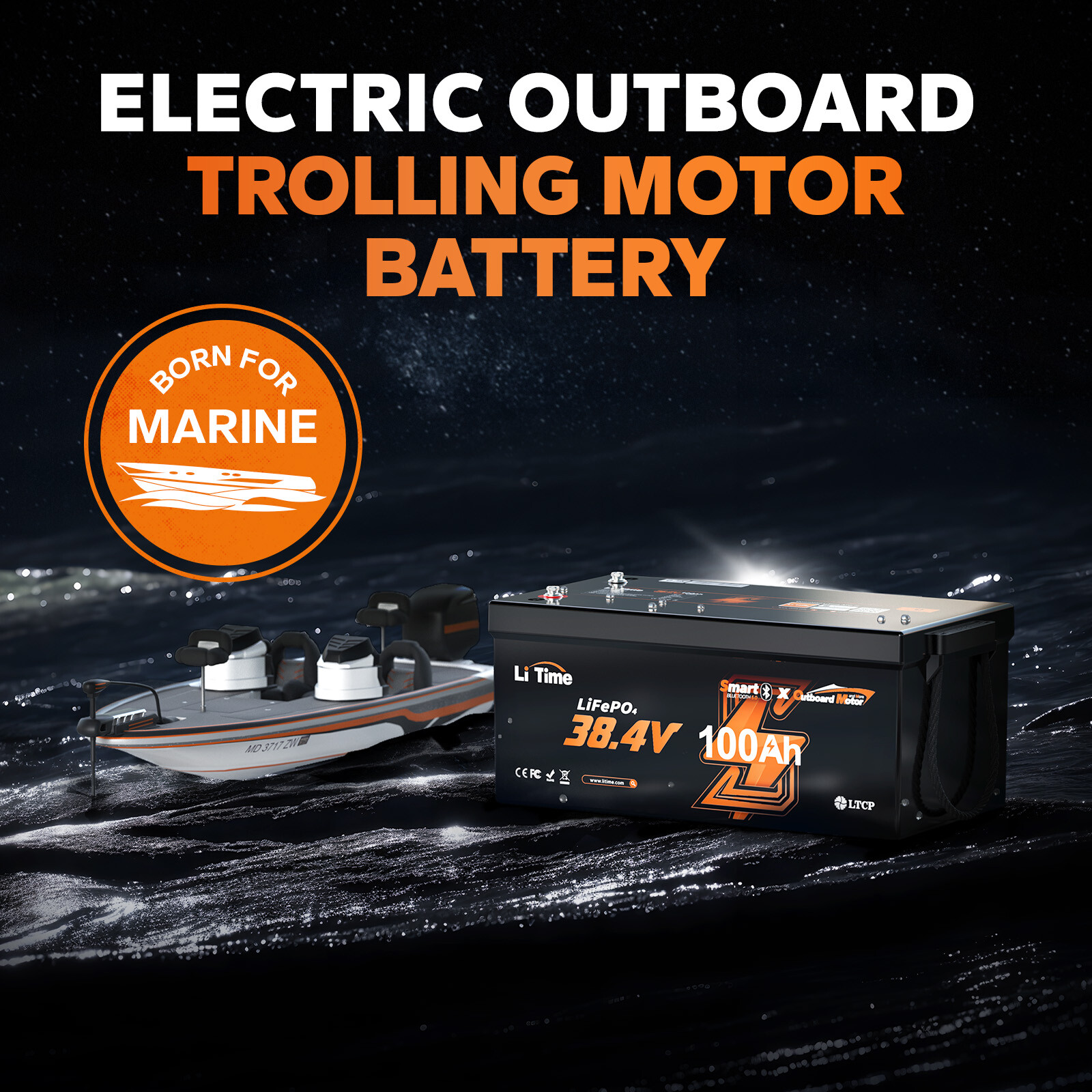 LiTime 36V 100Ah LiFePO4 Lithium Battery For Outboard Trolling Motor-Refurbished