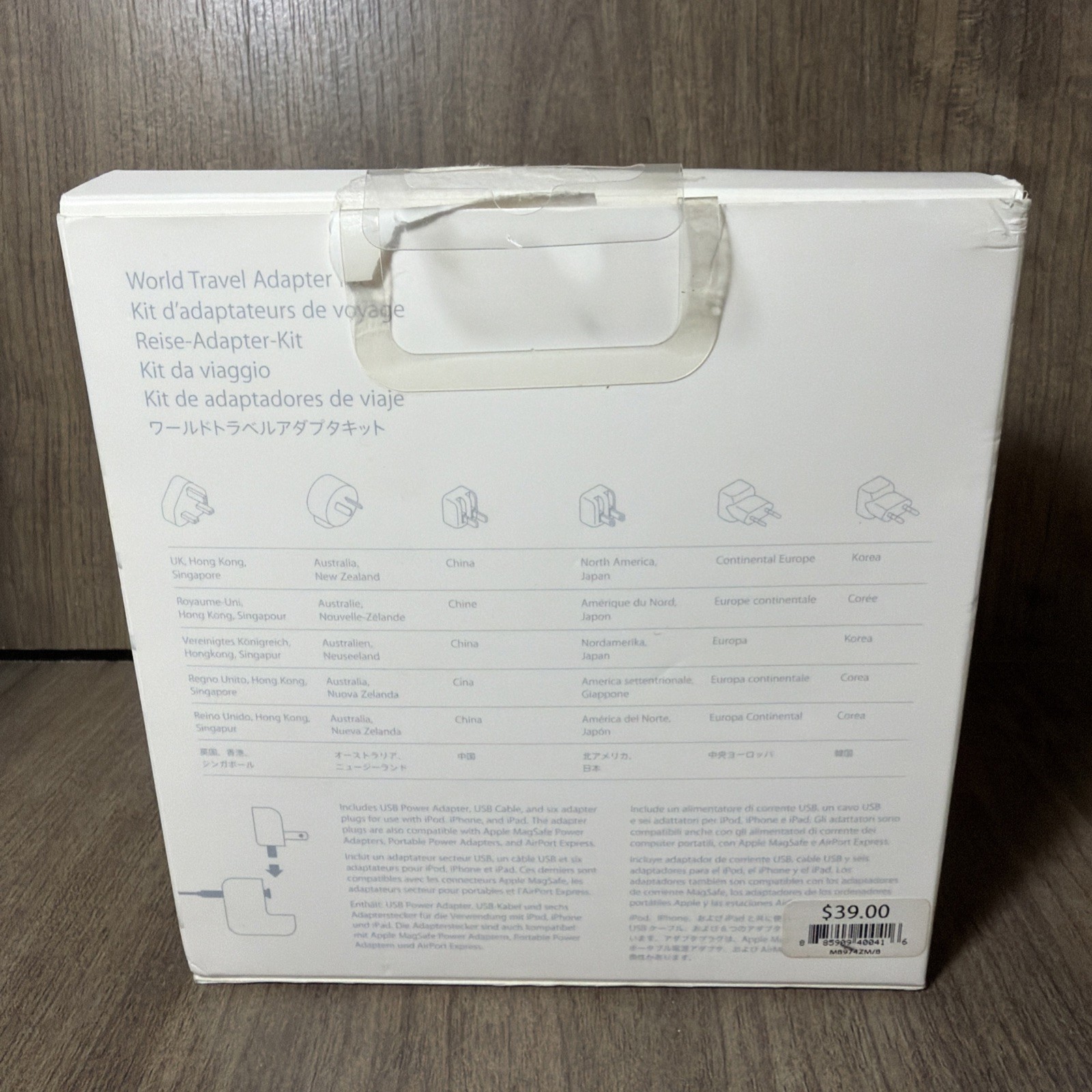 Apple MD974ZM/B World Travel Adapter Kit – White Open Box