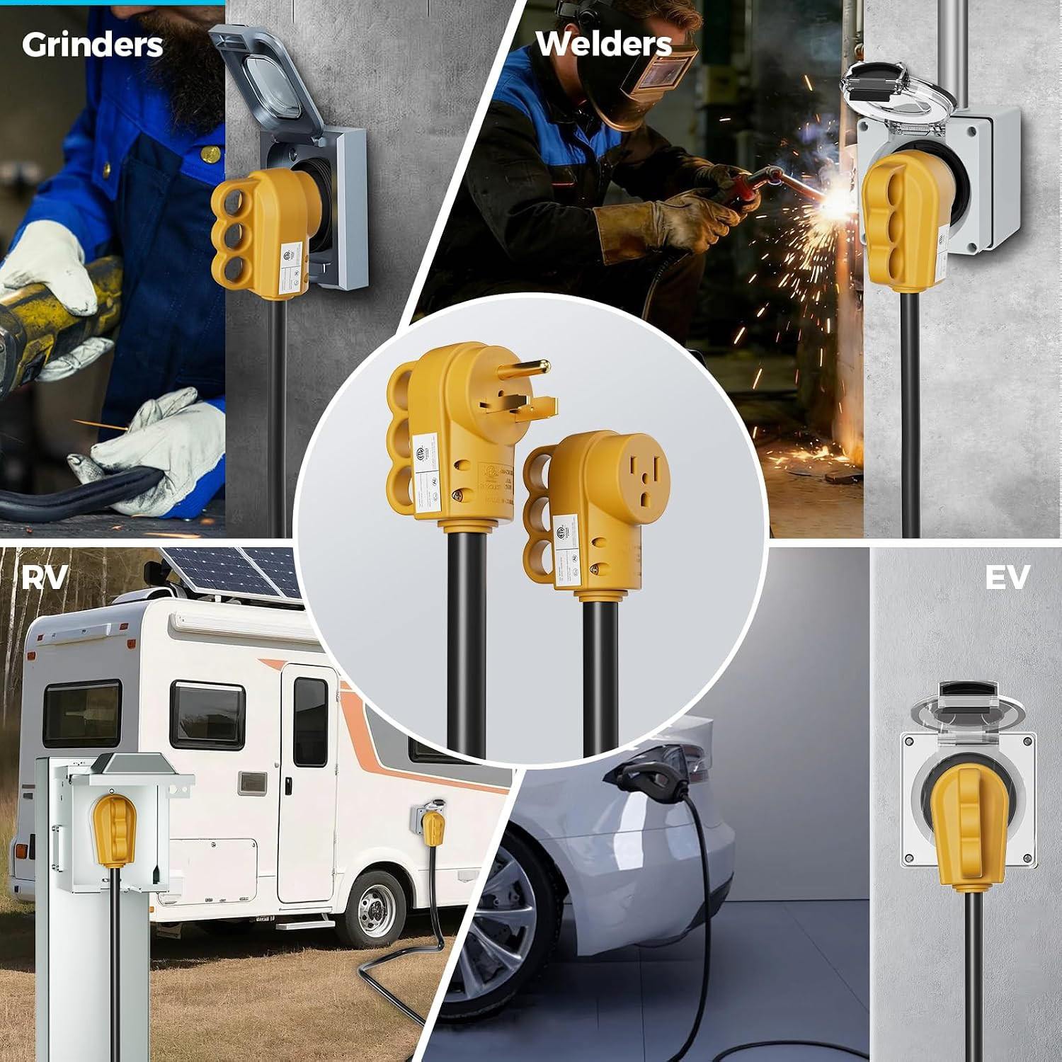 2 Pack NEMA 6-50R 50A 250V Female Welder Receptacle, Heavy Duty Rewirable 3-Pron