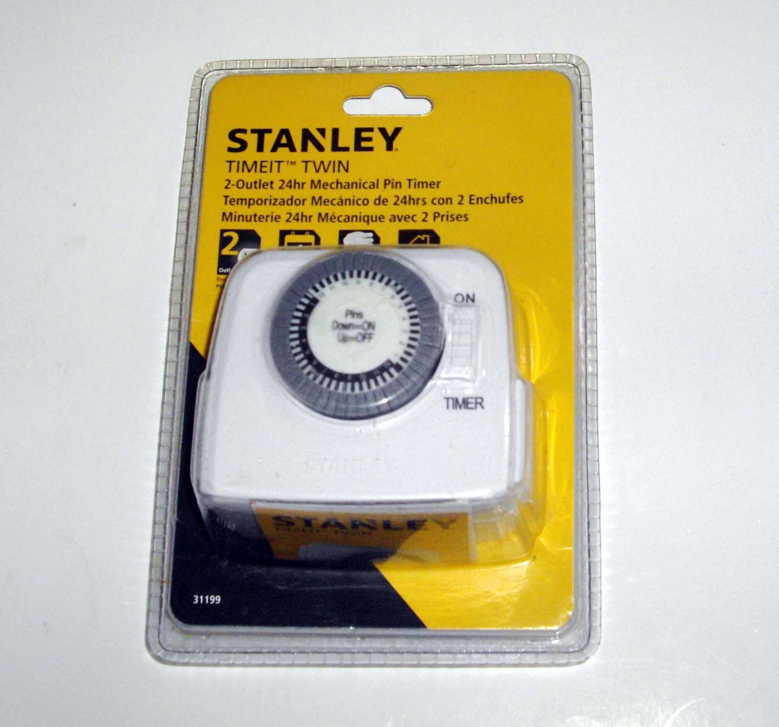 NEW Stanley Timer Mechanical TimeIt Twin 2 Outlet 24 Hour Mechanical Timer 31199