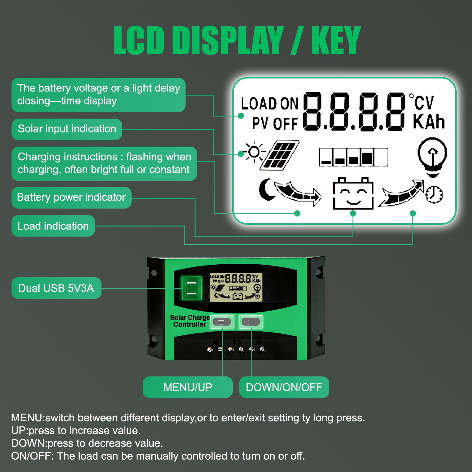 40A 12V/24V Solar Charge Controller MPPT-Level with LCD Display Regulator US