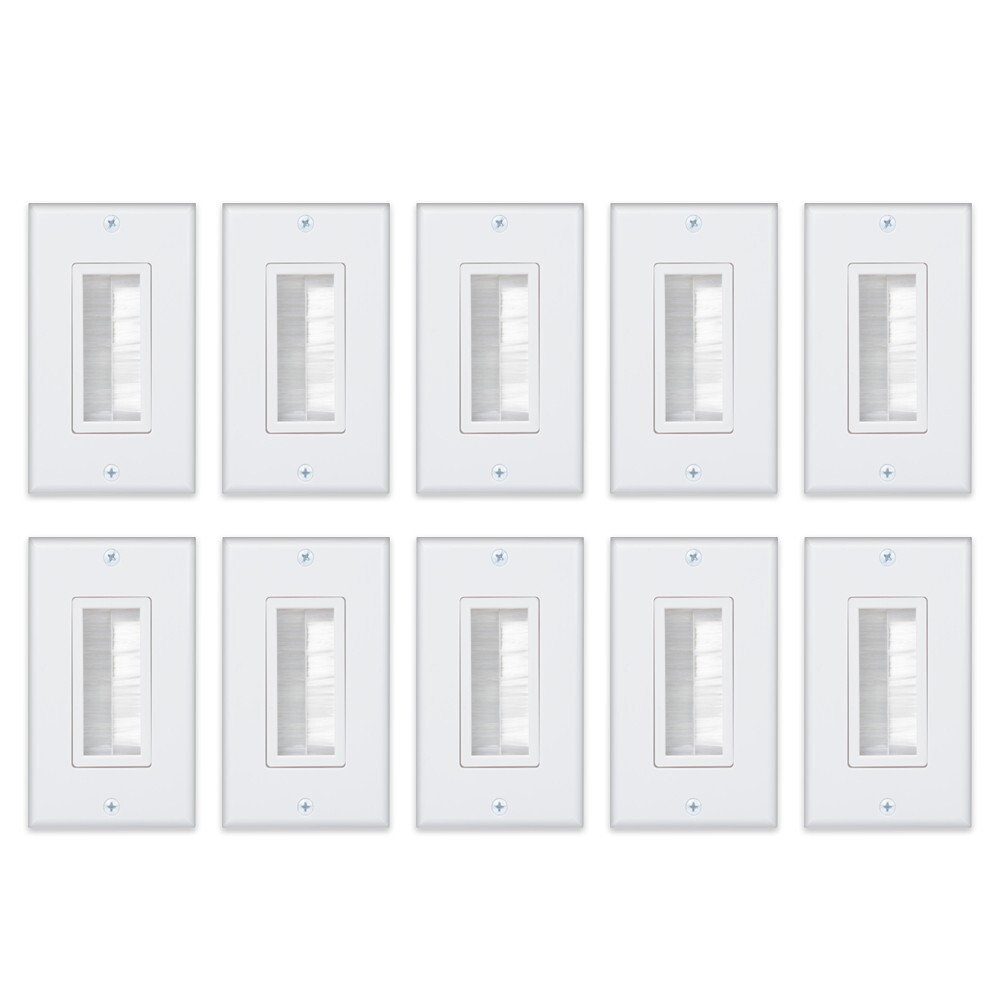 Brush Wall Plate 10 Pack Single Gang Wall Plate Cable Pass Through for Cables