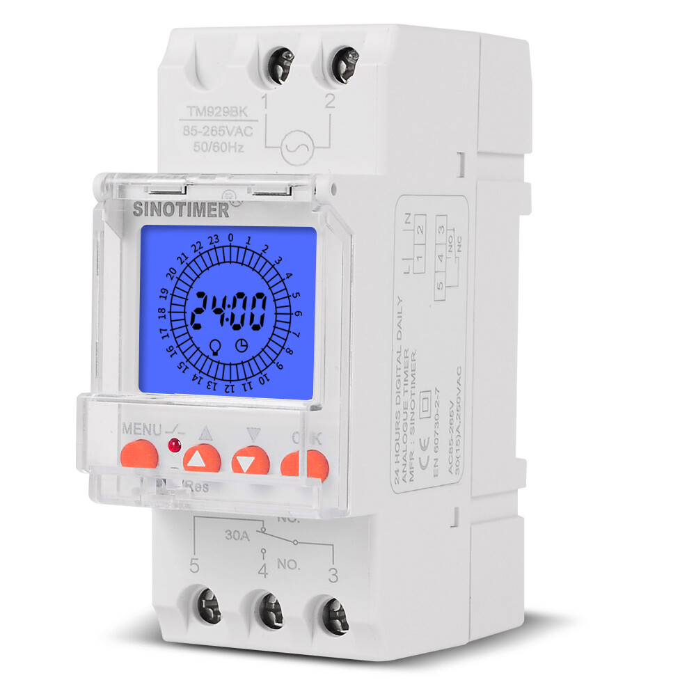 Digital LCD Display 24 Hours Electronic 85-265V Din Rail Hours B0V7