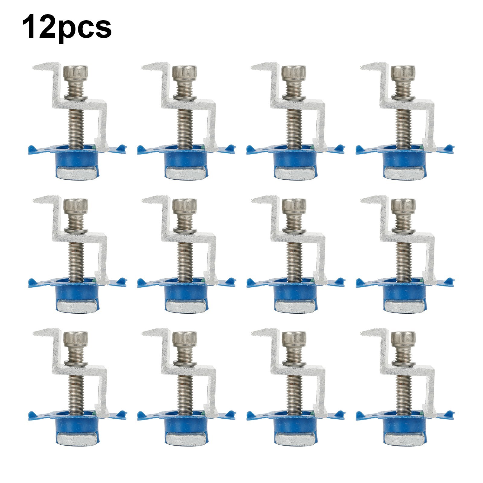 Bracket Solar Panel 12Pcs Aluminium Alloy Clamps Fixture For Mounting Rail
