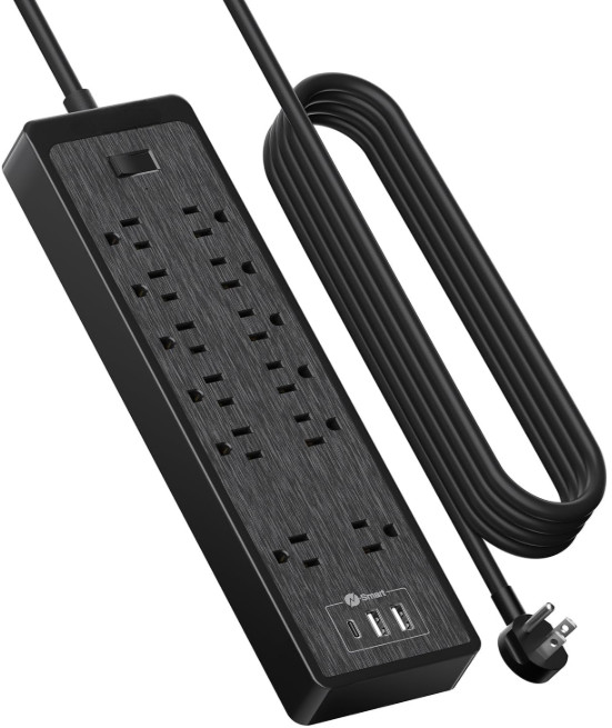 Regleta con Protector Sobretensión 12 Tomas USB Cable 15ft 2100J Hogar Oficina
