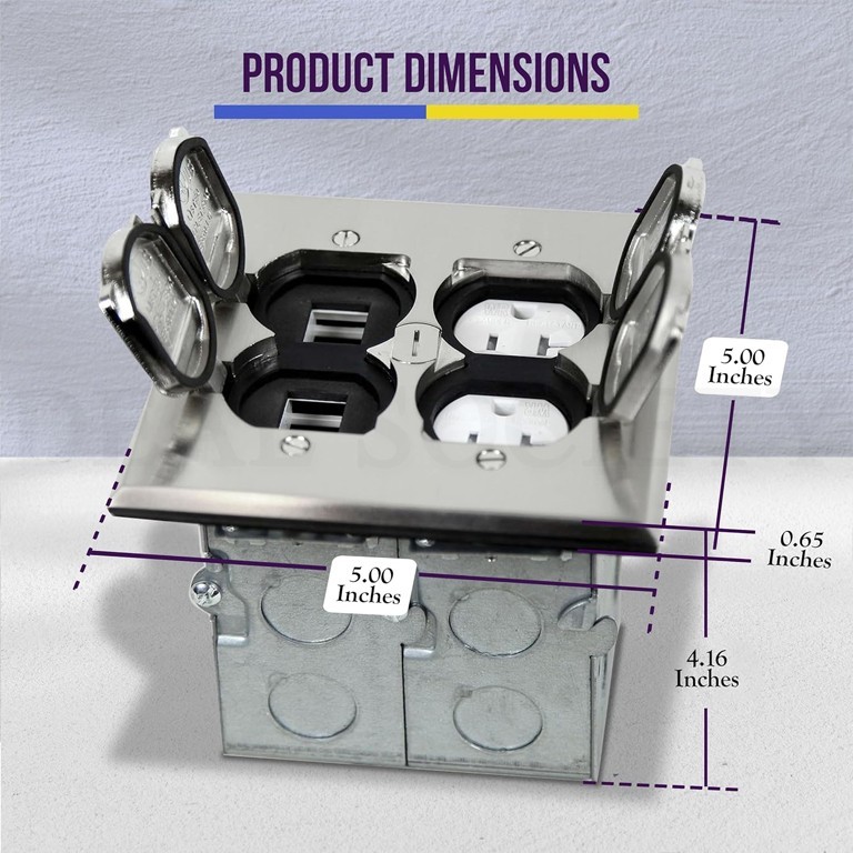 Enerlites 975549-S-D Nickel Plated Brass 2-Gang Floor Box Flip Open Assembly