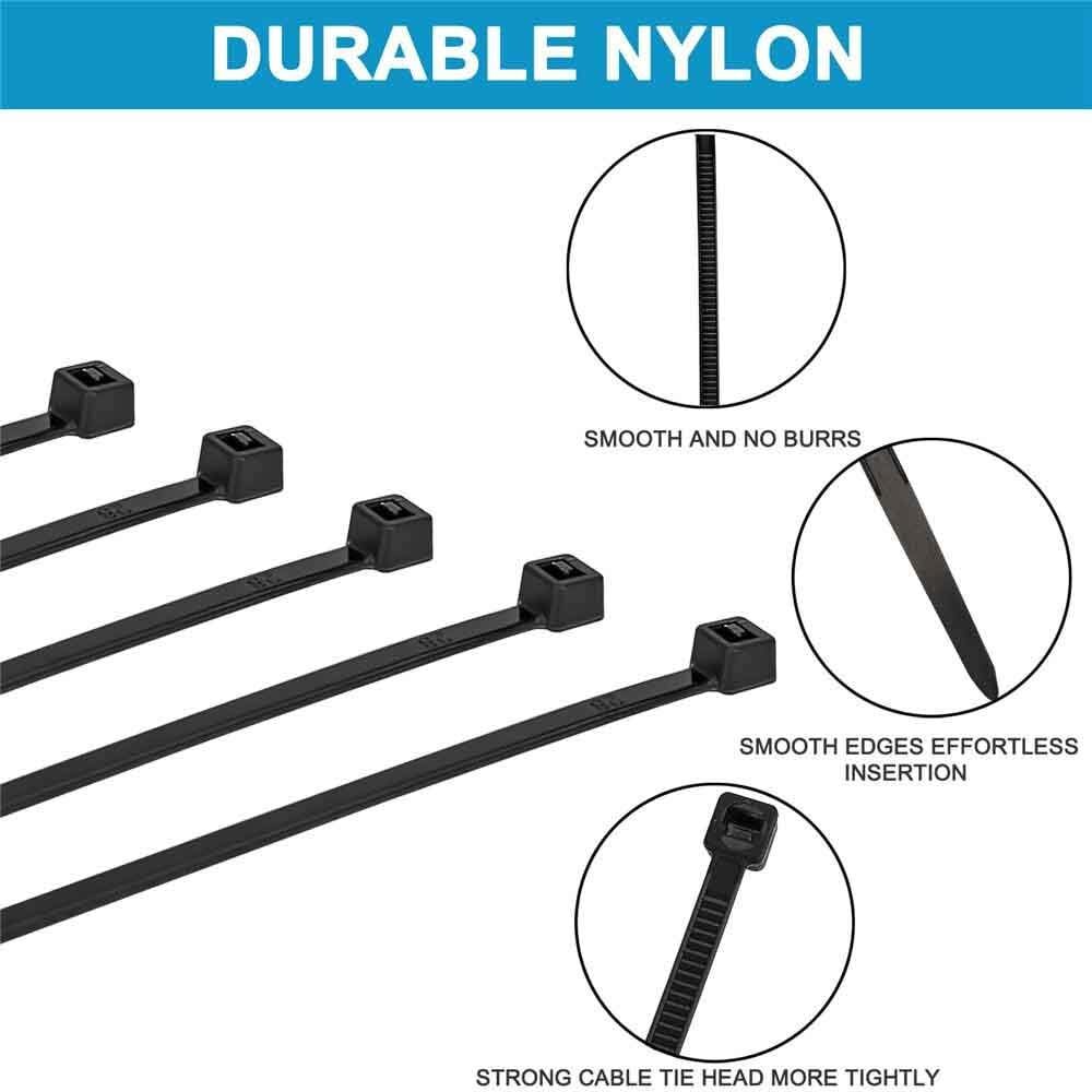 100-1000pcs Heavy Duty 8″ 12″ 15″ 18″ Nylon Plastic Cable Wire Zip Ties Wrap US