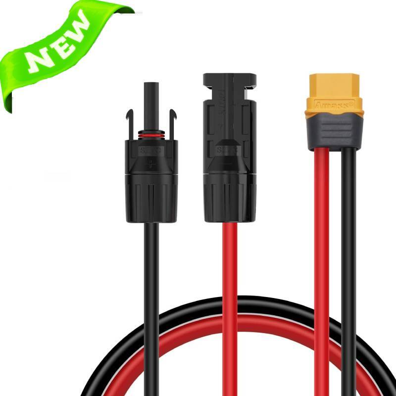 Solar to XT60 Charge Extension Cable with Solar Connectors Caps 1.5M Heavy-Duty