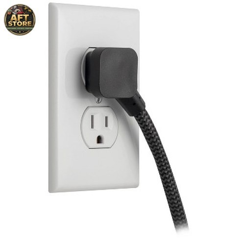GE 12-Outlet Surge Protector with 8ft Braided Cord – Black/Gray