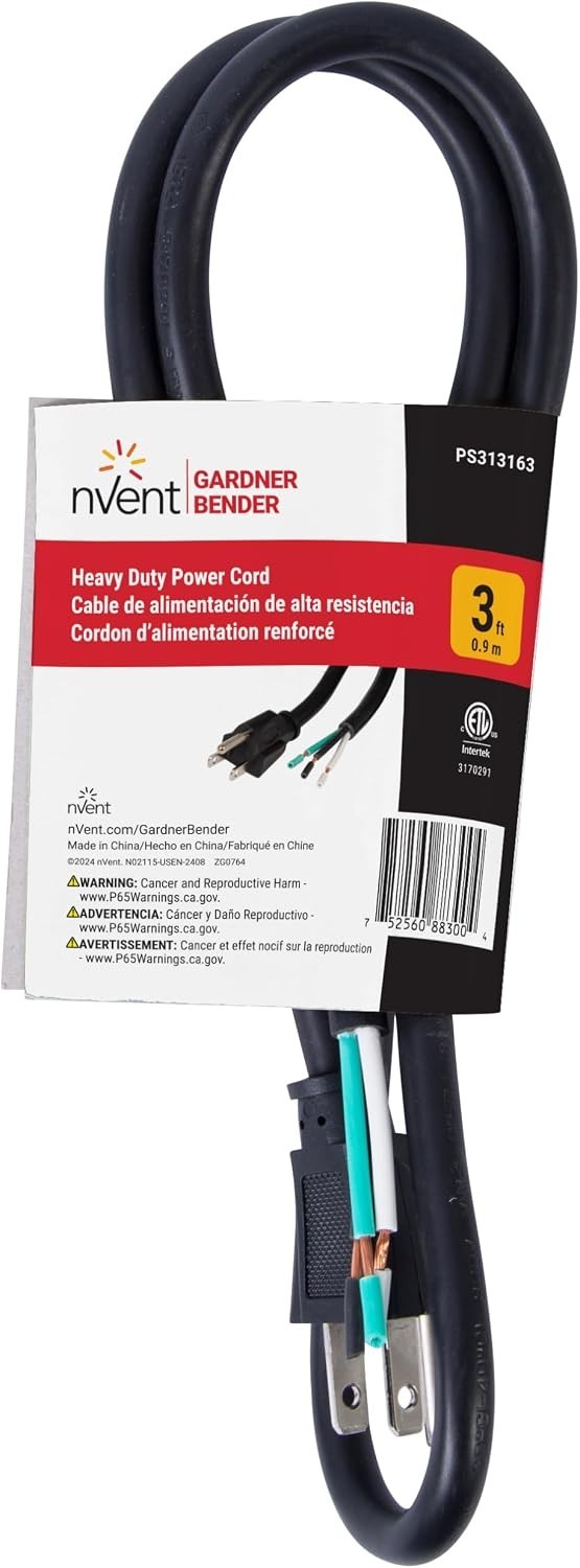 nVent Gardner Bender PS313163 3 ft, 16/3 SJTW Appliance & Power Tool Cord