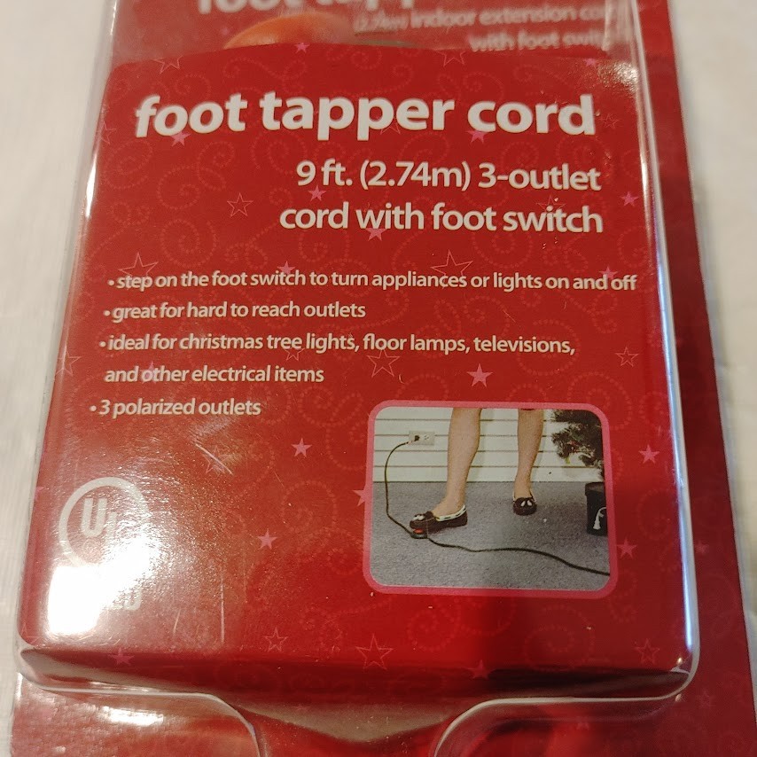 Merry Brite Foot Tapper Cord 9 Feet 3- Outlets Extension With Foot Switch Green