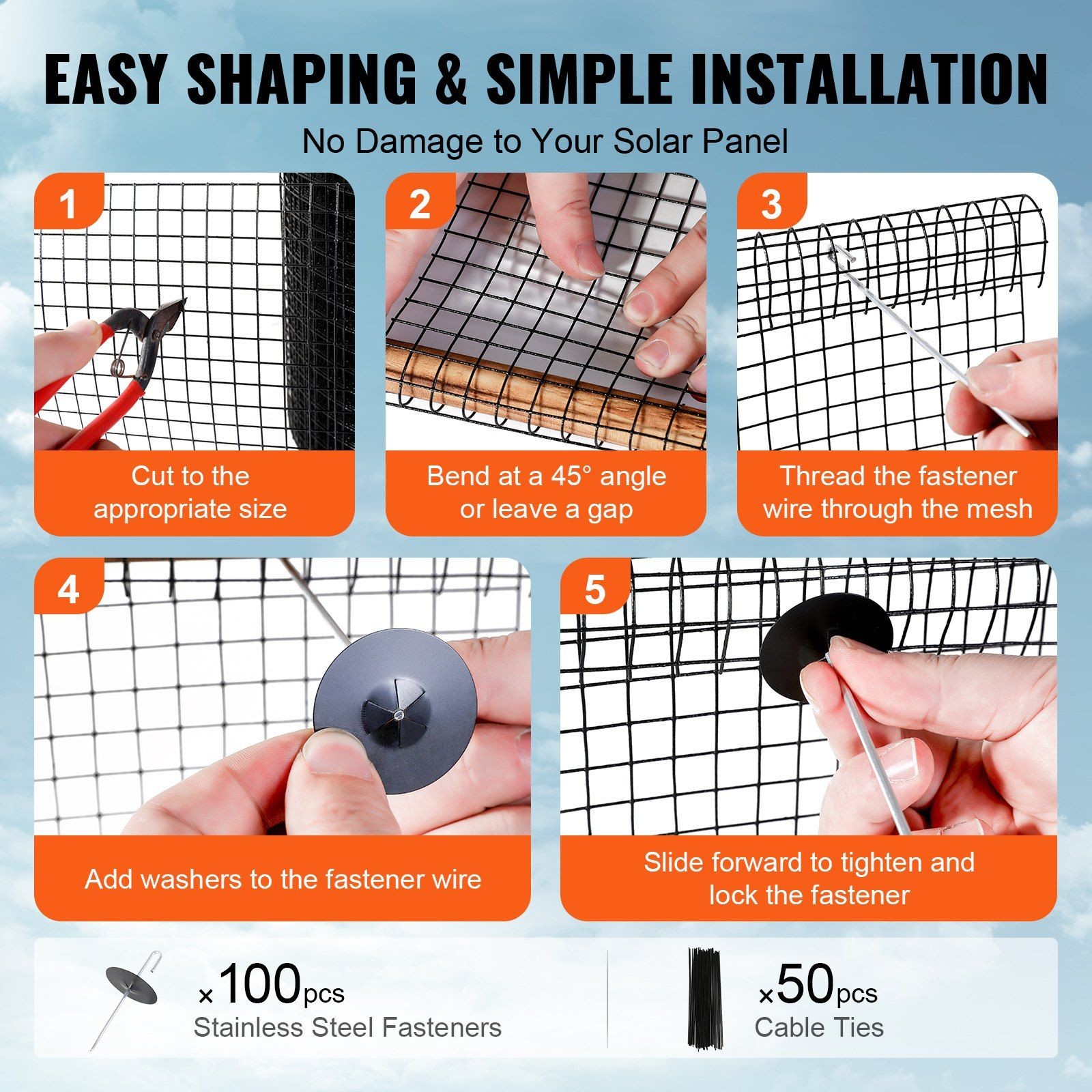 8x100ft 1/2in PVC-coated solar guard roll with 100 stainless fasteners