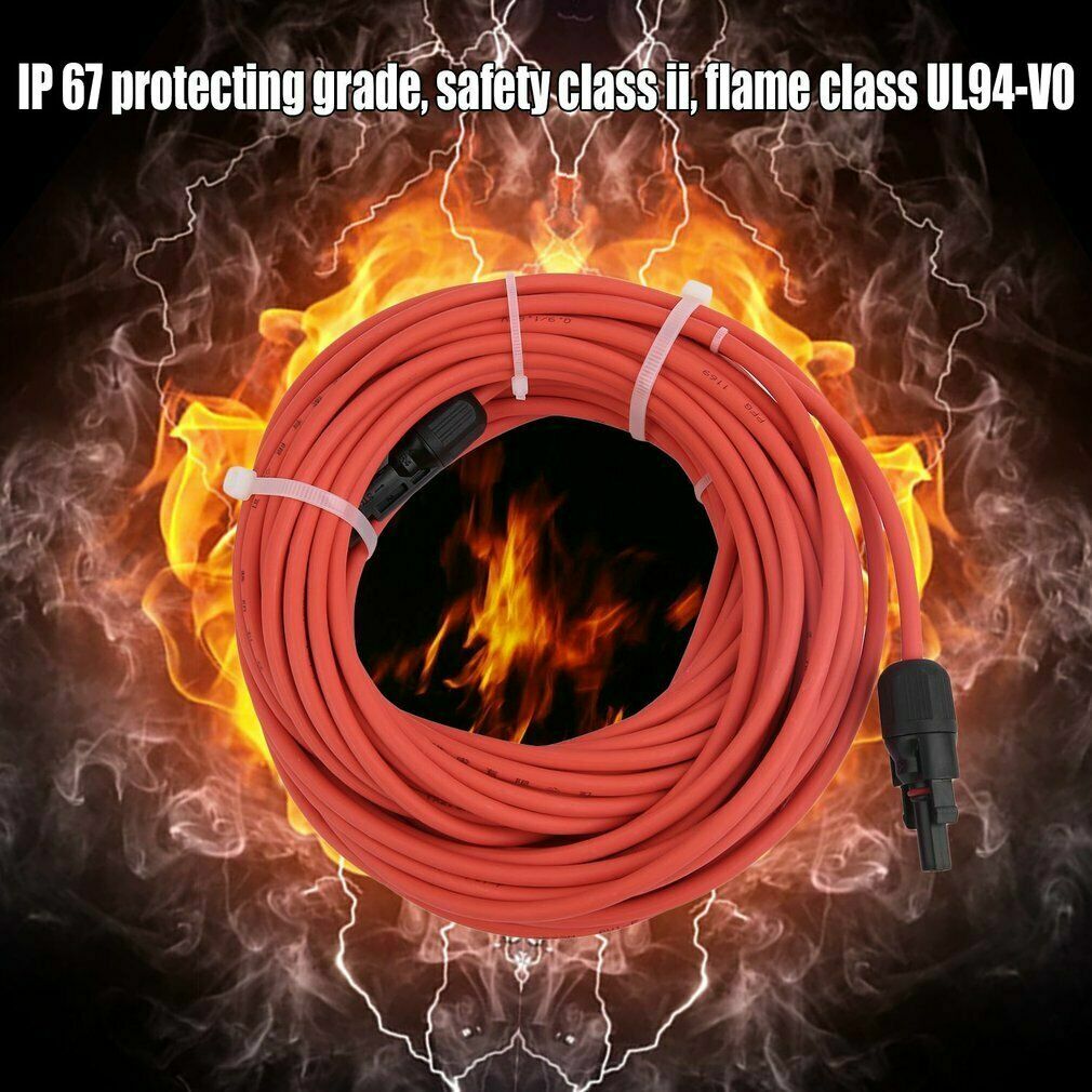 10AWG 1 Pair Black+Red Solar Panel Extension Cable with Female & Male Connectors
