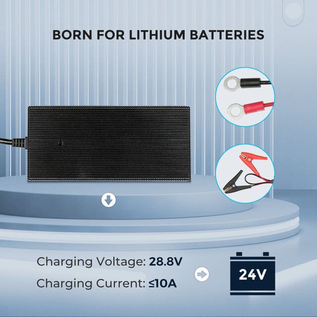 Renogy 24V 10A AC-to-DC LFP Portable Battery Charger for Lithium-Iron Phosphate