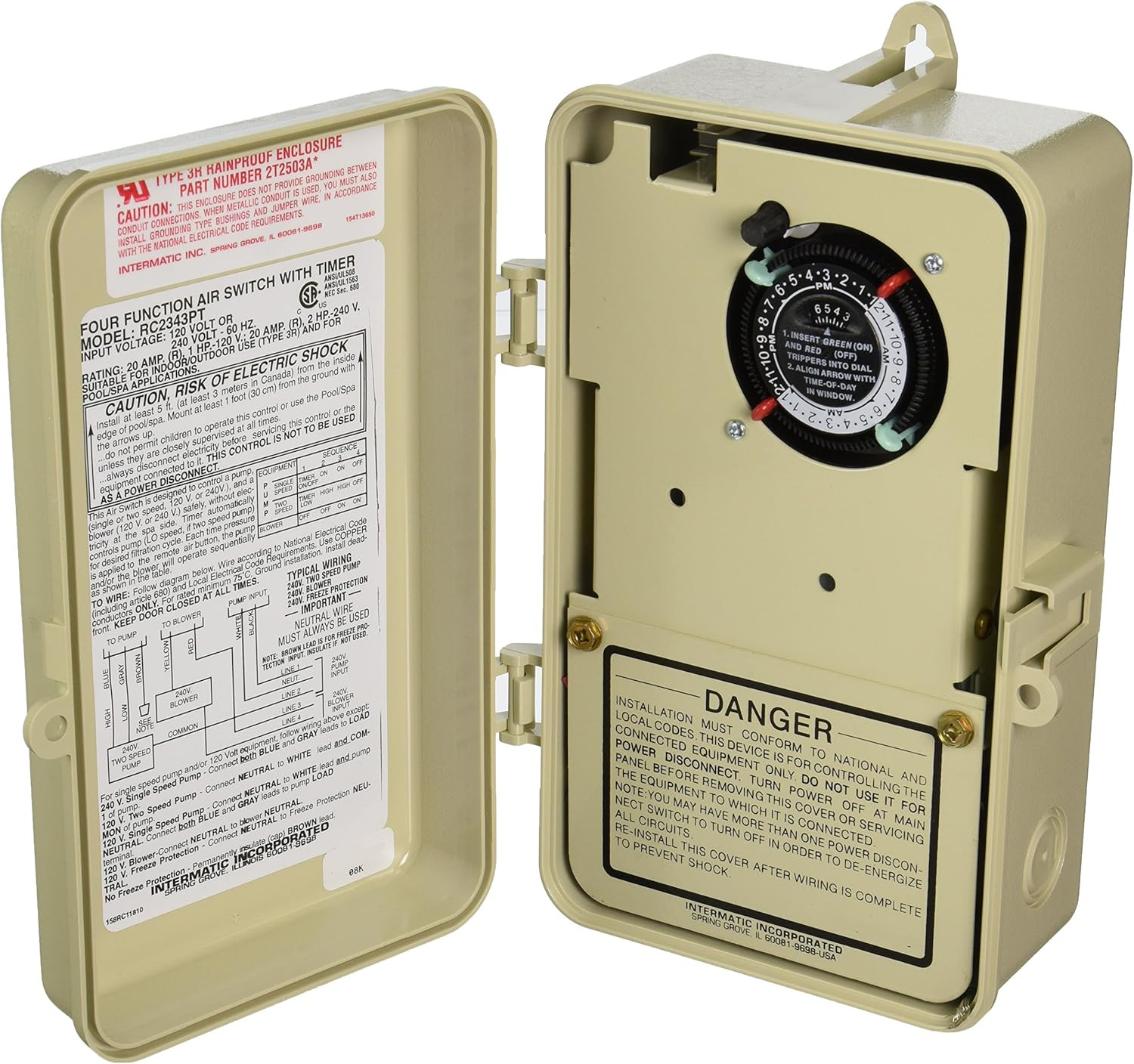 RC2343PT Air Switch with 24-Hour Timer – Remote Control for Pool Safety