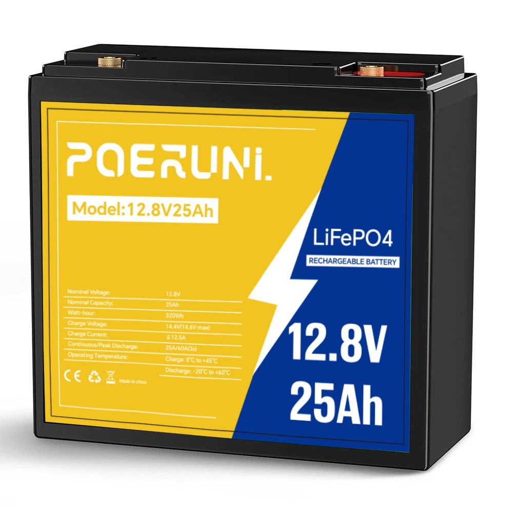12V 25Ah LiFePO4 Lithium Battery Built-in BMS 5000+ Deep Cycle for Solar Marine