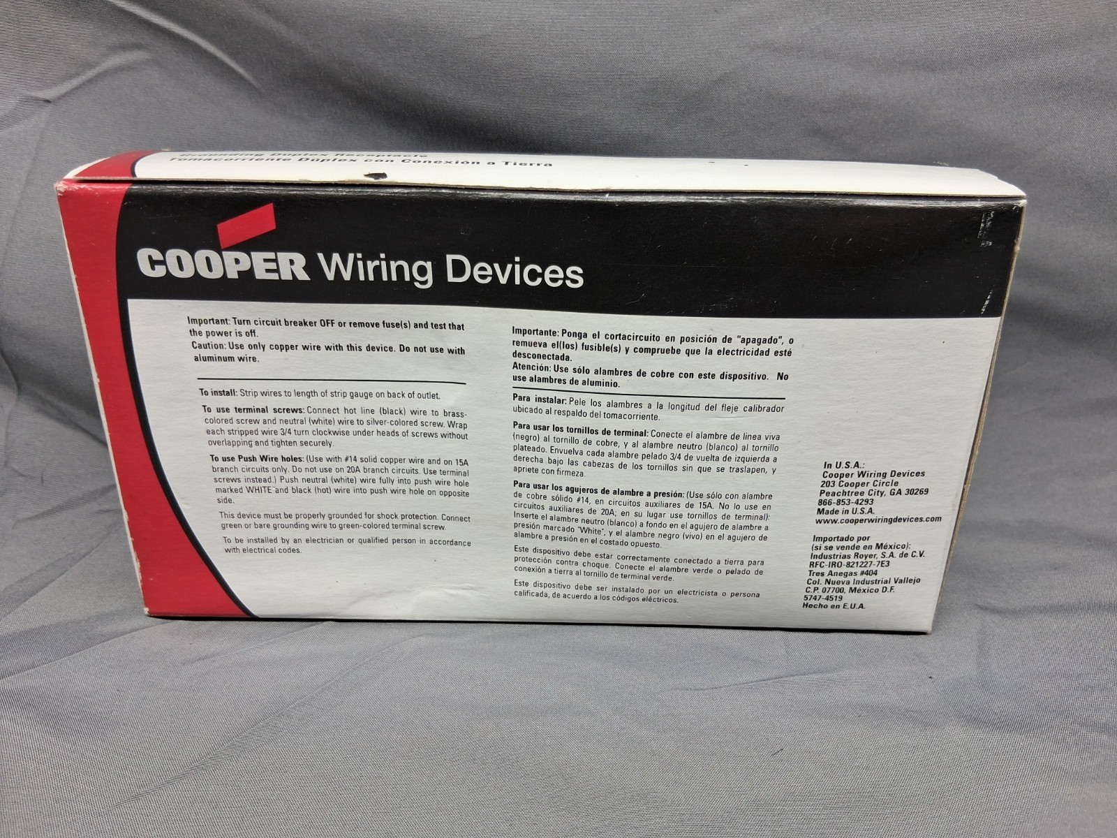 Cooper Grouding Duplex Receptacle 15A-125V 2 Pol 3 Wire 10 Piece Almond New