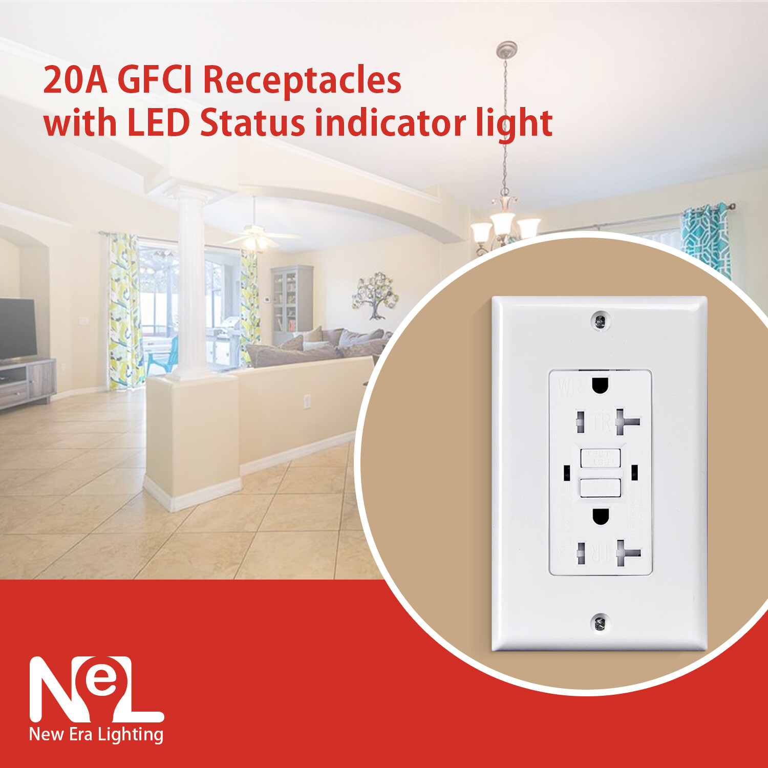 15A/20A GFCI GFI Safety Outlet Receptacle, Tamper and Weather Resistant, White