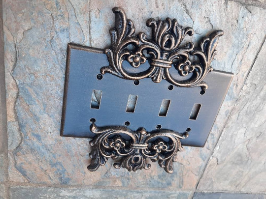 Quadruple Light Switch Plate Cover, Quad cover, Traditional, Tuscan, Old World