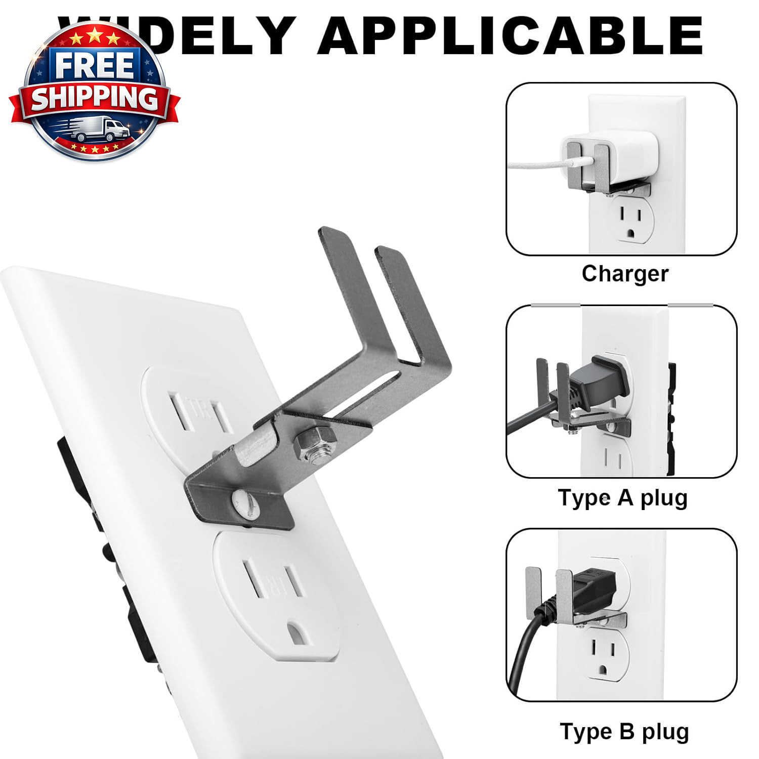 Charger Lock to Outlet with Screw, Adjustable Stainless Steel Outlet anti Theft