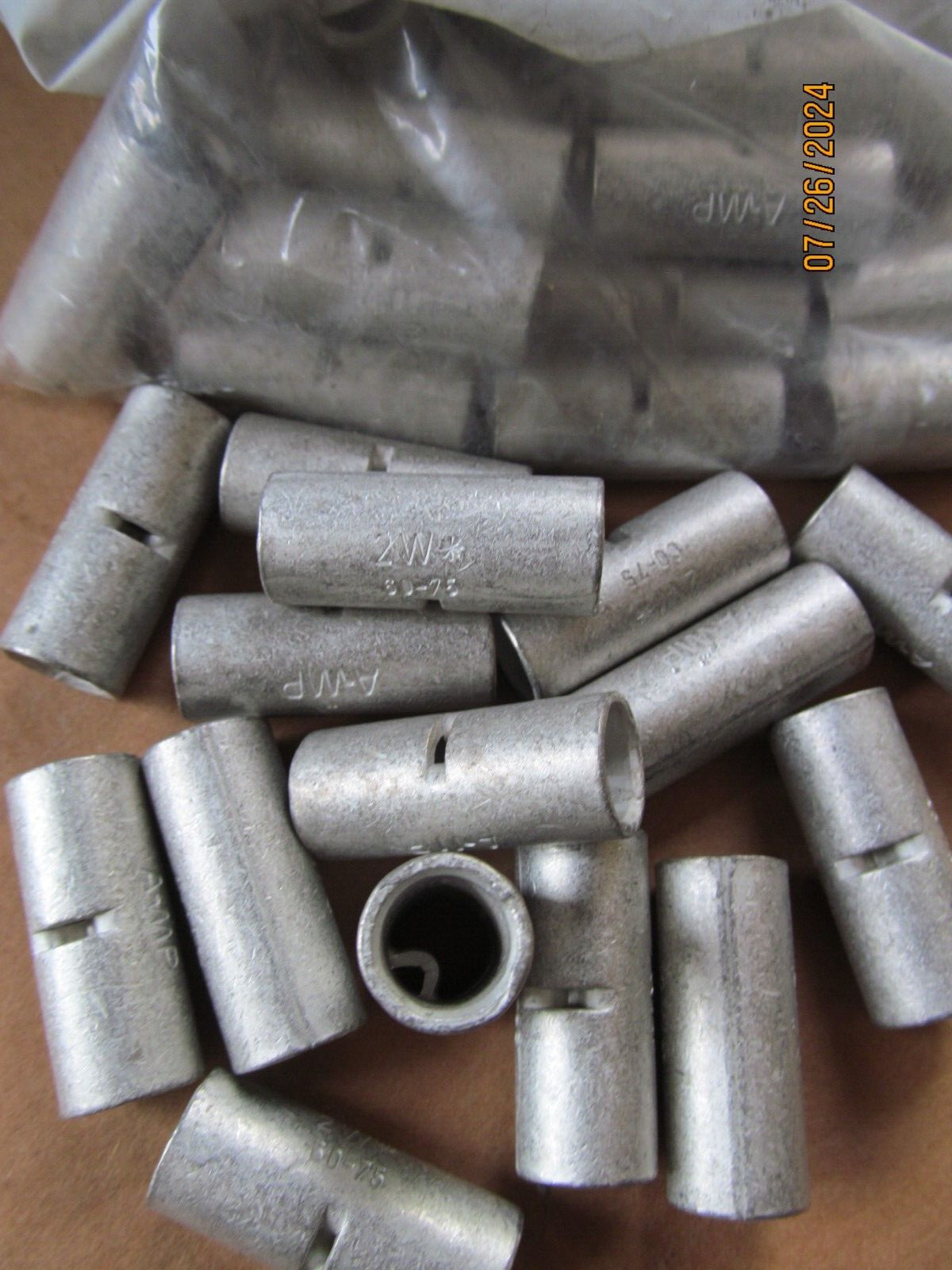 “LOT OF 8” A-MP 2W* Butt Splice Wire Cable Connectors, Copper w Tin Plating