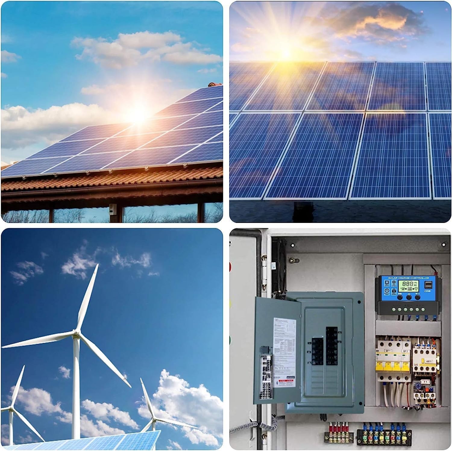 30A PWM Solar Charge Controller with Dual USB Ports & Adjustable LCD Display