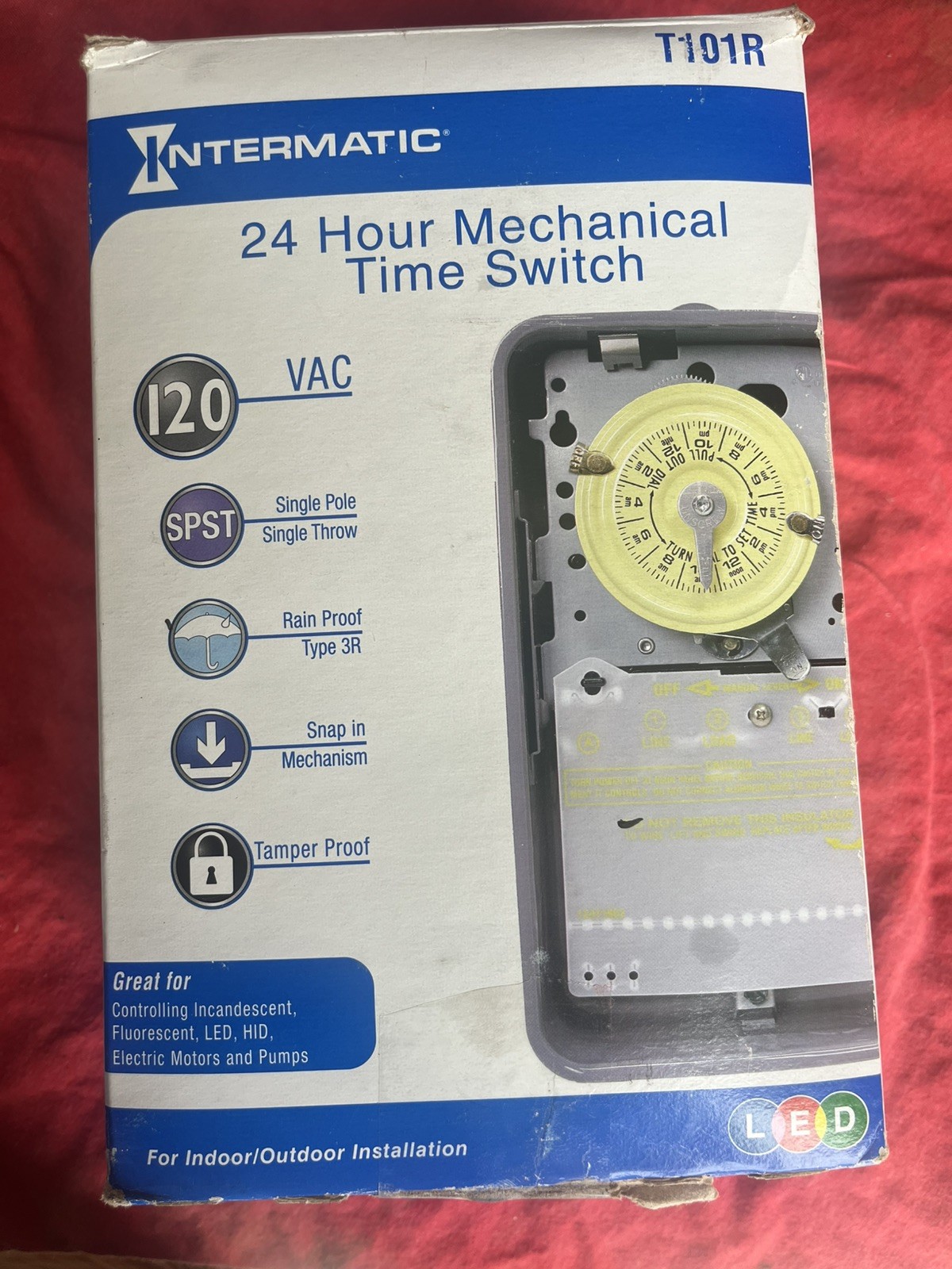 Intermatic T101 120V 40A 24-Hour SPST Indoor/Out Mechanical Time Switch