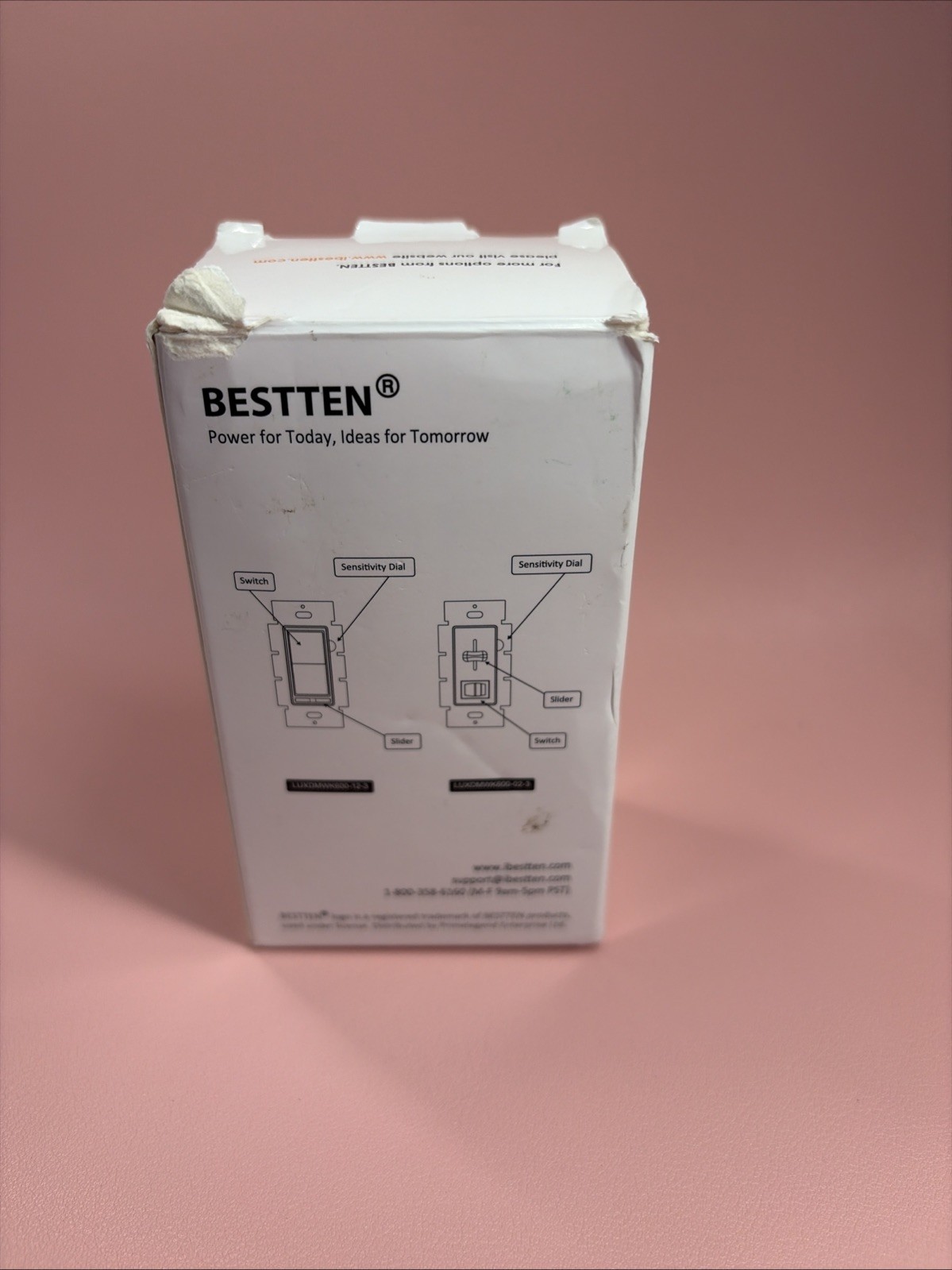 BESTTEN Dimmer Wall Light Switch Single Pole or 3-Way White.New Open Box.