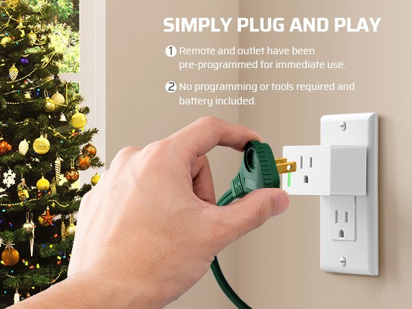 5 Outlet Wireless Remote Control Plug 2 Remotes 200FT Range No WiFi Needed