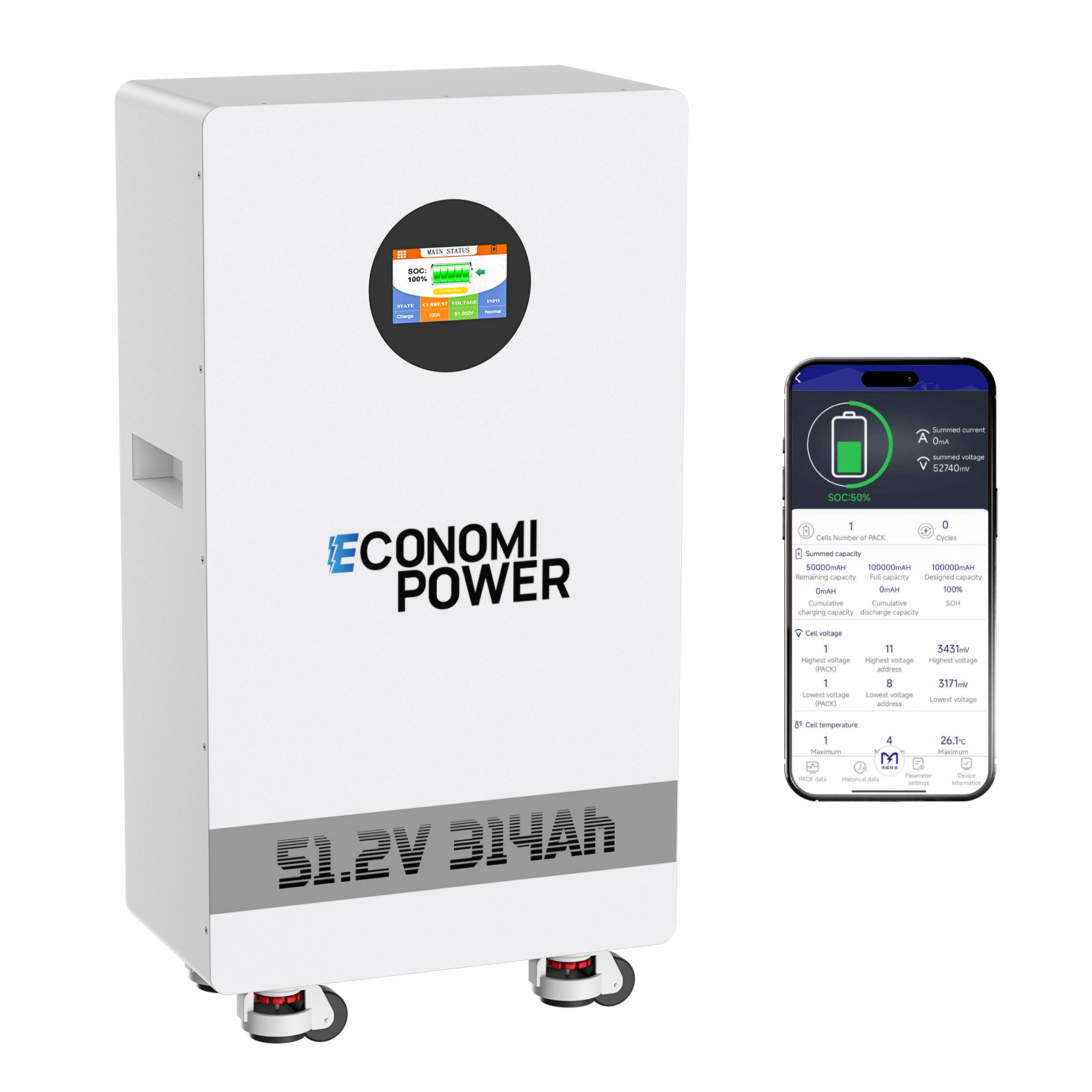 48V LiFePO4 Battery 100Ah/300Ah, Deep Cycle BMS, Home Solar Storage Server Rack