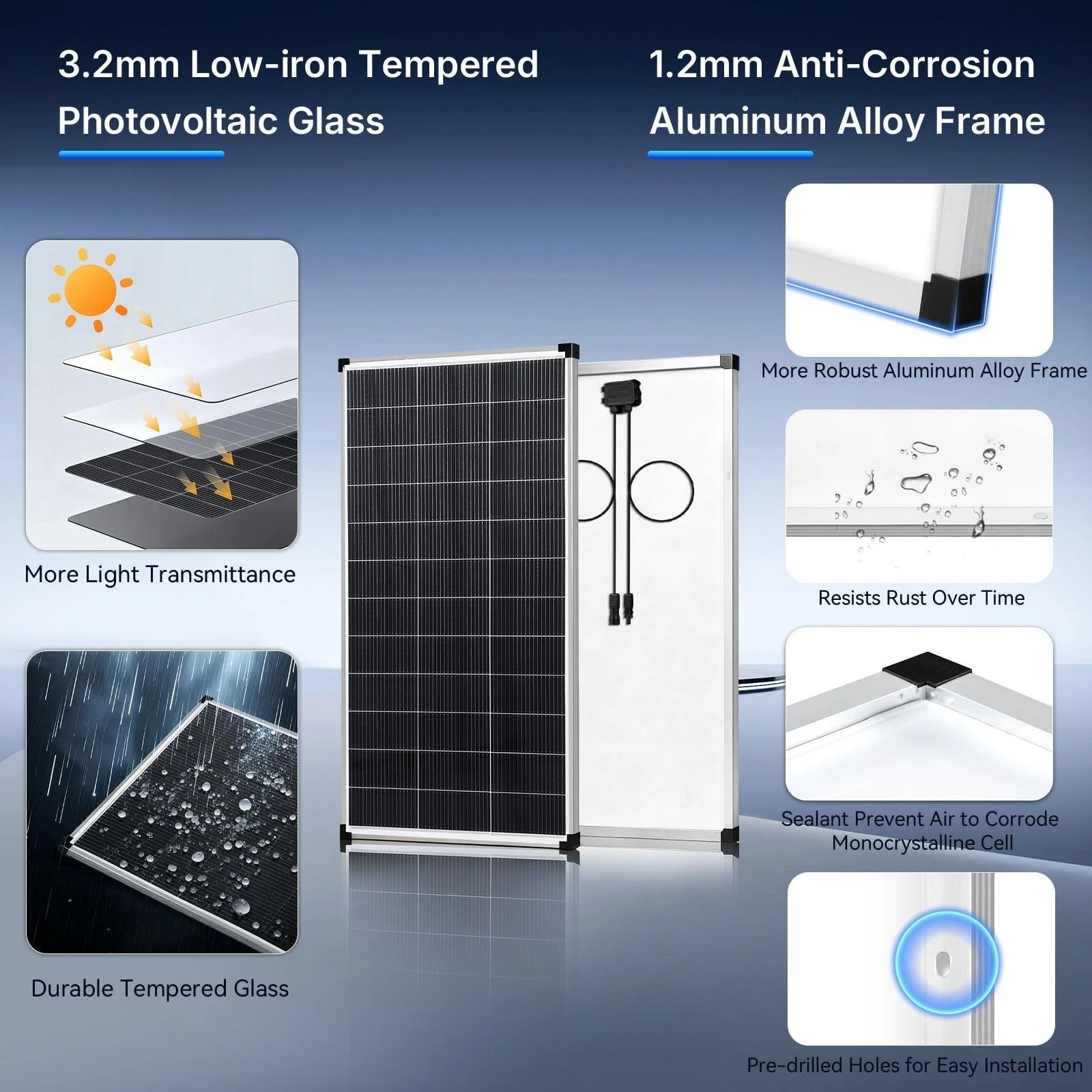 400W 800W Solar Panel 18V Mono N-Type Charger RV Home Off-Grid