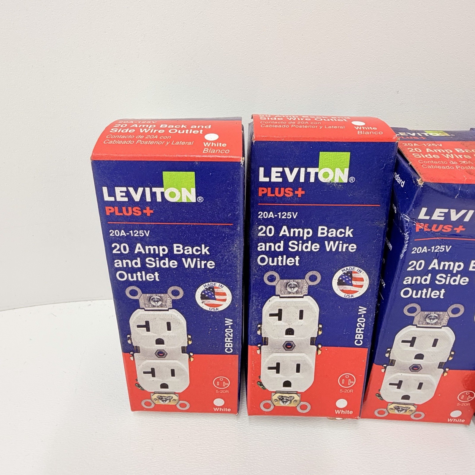 Leviton CBR20-W 20A Duplex Outlet White Back Side Wire Lot 6 NEW