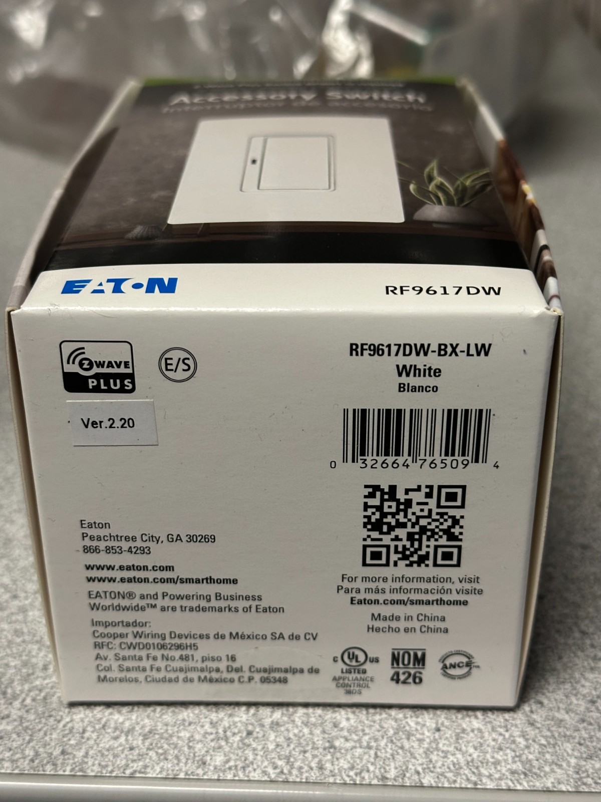 NEW EATON RF9617DW Z-Wave Plus Wireless Accessory Switch, White