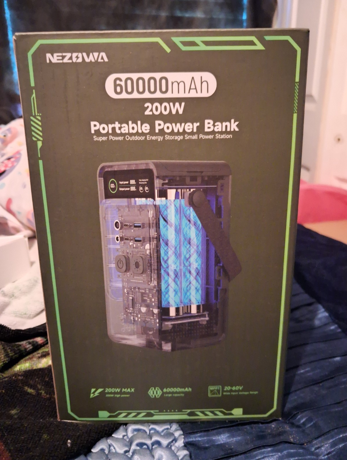 NEZOWA 60000mAh 200W Portable Power Bank w/ LCD Display AP02L Camping