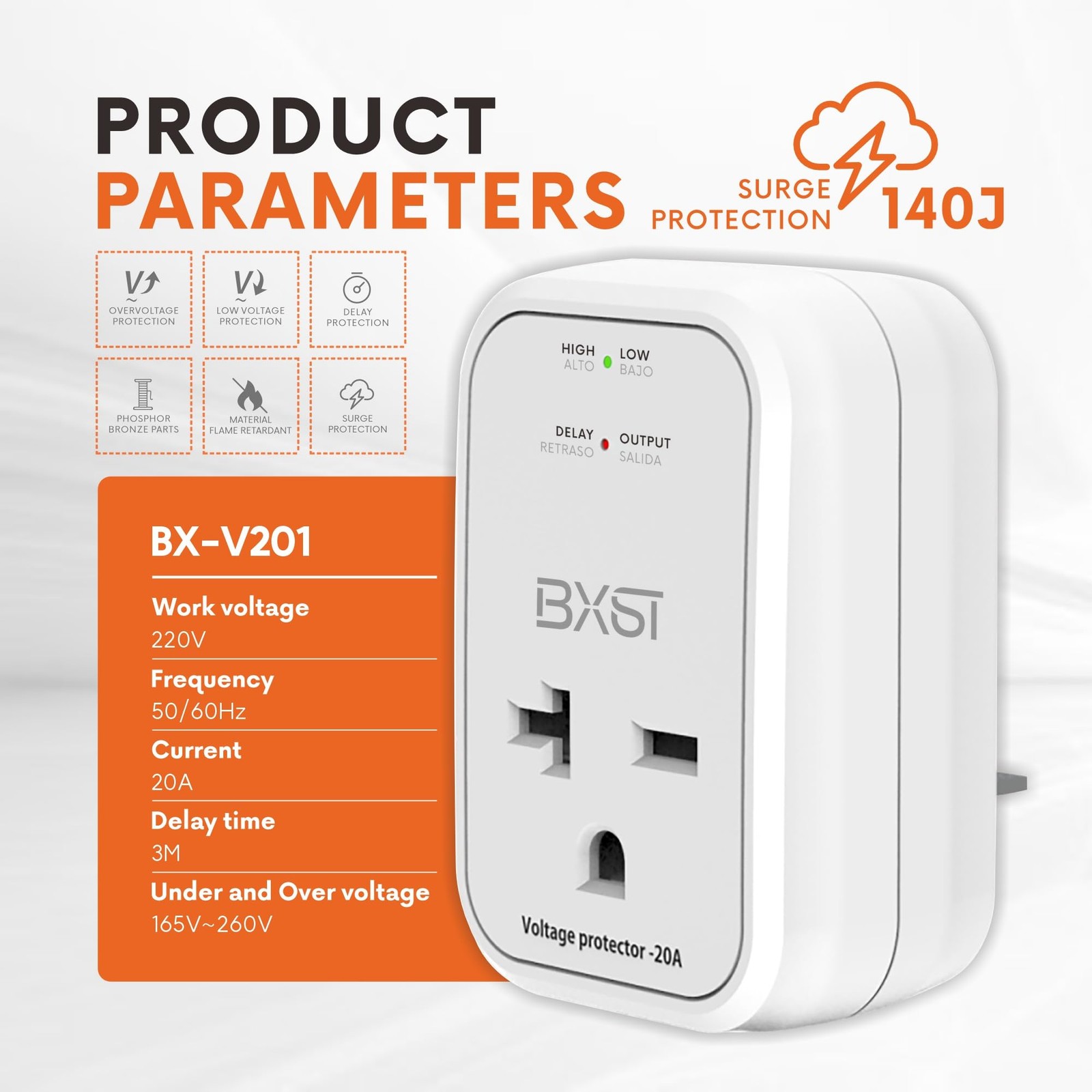 BXST 220V Surge Protector Electronic Voltage Protector for Home Appliance Sur