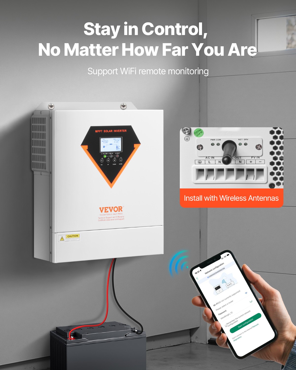 VEVOR Hybrid Solar Inverter Charger 3500W 220/230V with Built-in 100A MPPT