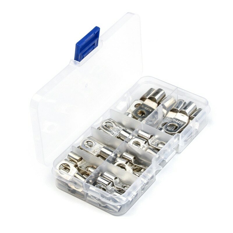 140Pcs Assortment Bare Ring Terminals Tinned Copper Battery Lugs Wire Connectors